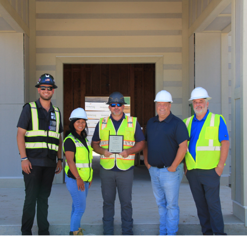 Construction site safety practices at Hillpointe, awarded the ICW Safety Award for excellence in workforce safety by ICW Group Insurance Companies, showcasing innovative measures like QR code resources to ensure a safe workplace for employees and contractors.